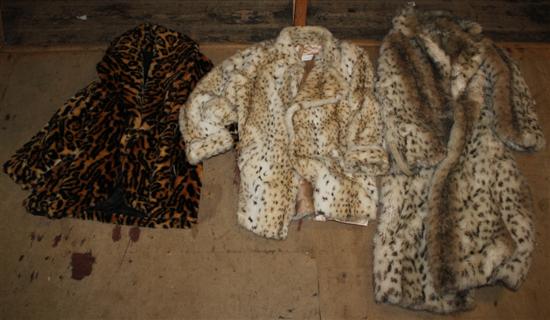 3 faux fur tiger, snow leopard costs etc